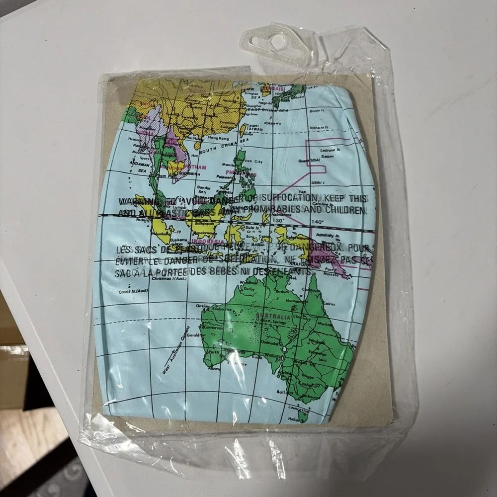 Vintage 16 Inch Inflatable Vinyl Ball Globe Educational World Map No. 9260